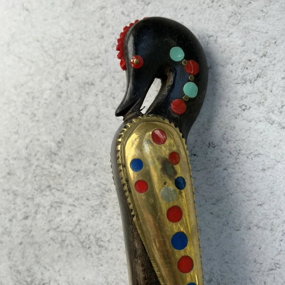 Vtg 50s Alfred Haddad Jezzine Bird Rooster Salad Spoon & Carving Set*AS IS READ*